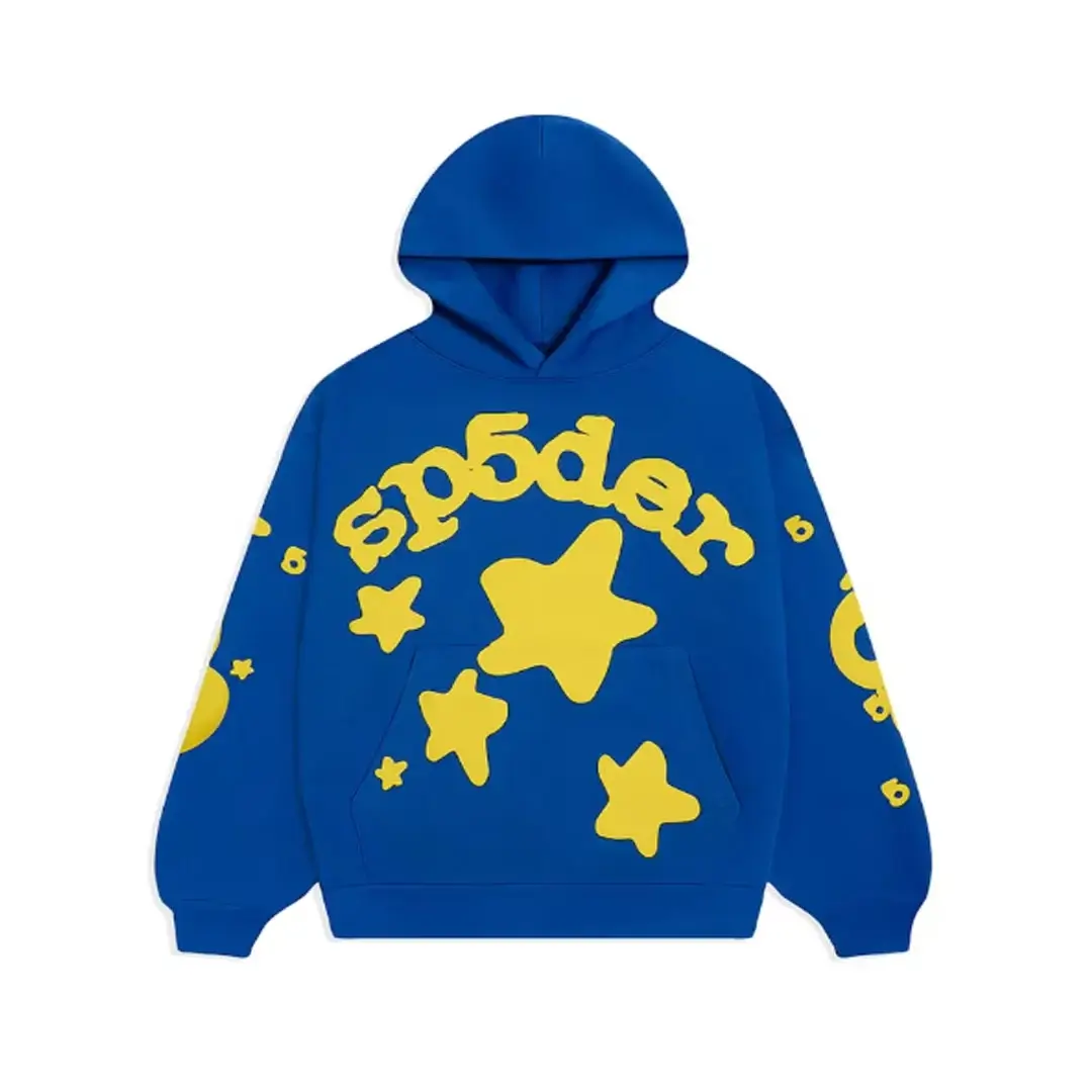 Sp5der Beluga Hoodie TC Blue Front Sp5der Beluga Hoodie TC Blue Front