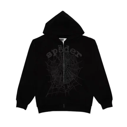 Sp5der OG Web V2 Phantom Zip Up Hoodie Front