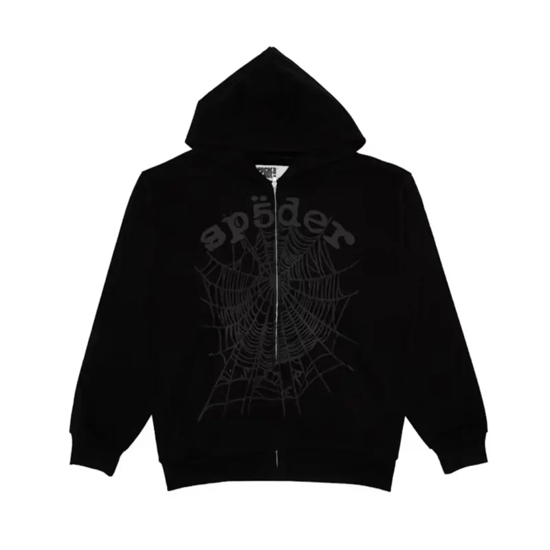 Sp5der OG Web V2 Phantom Zip Up Hoodie Front