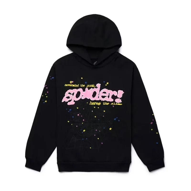 Sp5der PNK V2 Hoodie Black Front