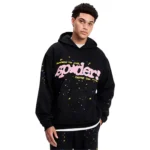 Sp5der PNK V2 Hoodie Black with boy