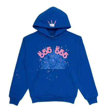 Sp5der Angel Number Hoodie Blue Front