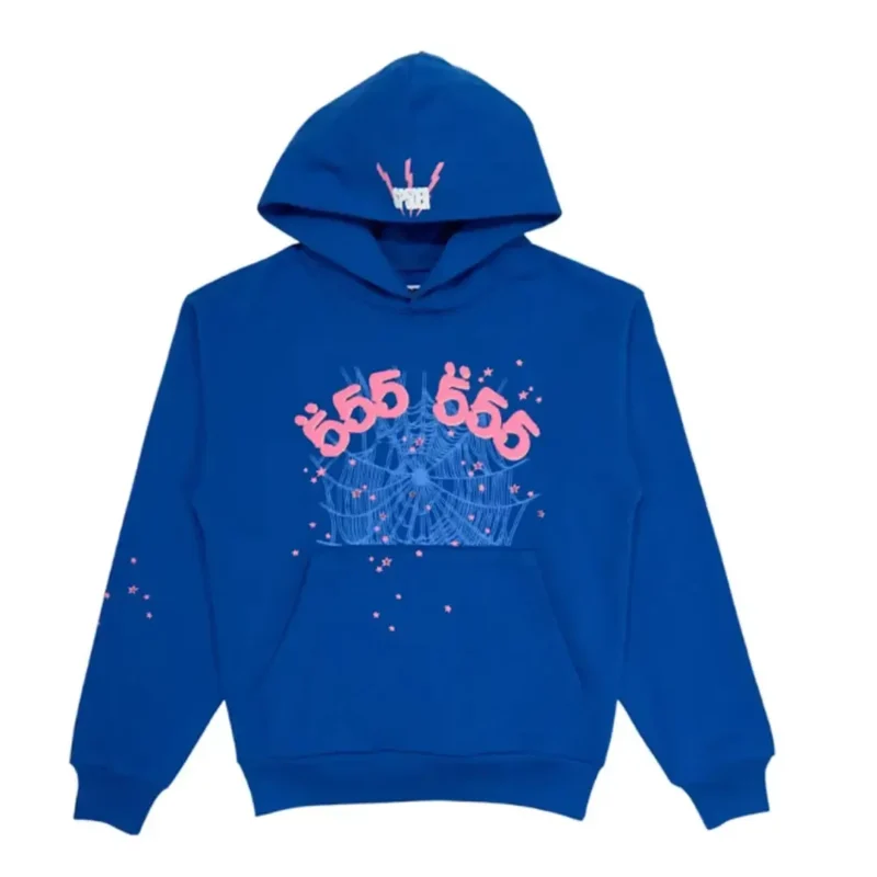 Sp5der Angel Number Hoodie Blue Front