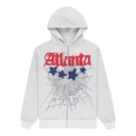 Sp5der Atlanta Full Zip Hoodie - Heather Grey Front