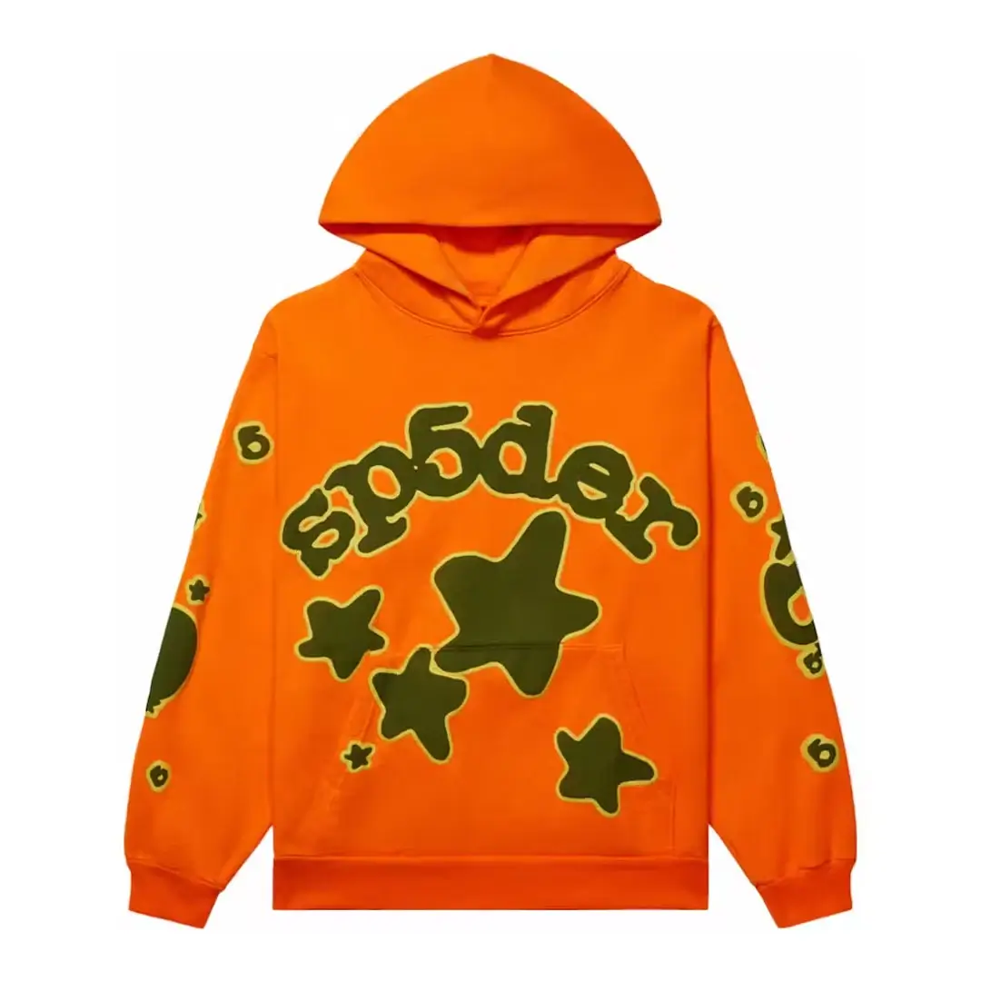 Sp5der Beluga Hoodie Orange Front Sp5der Beluga Hoodie Orange Front