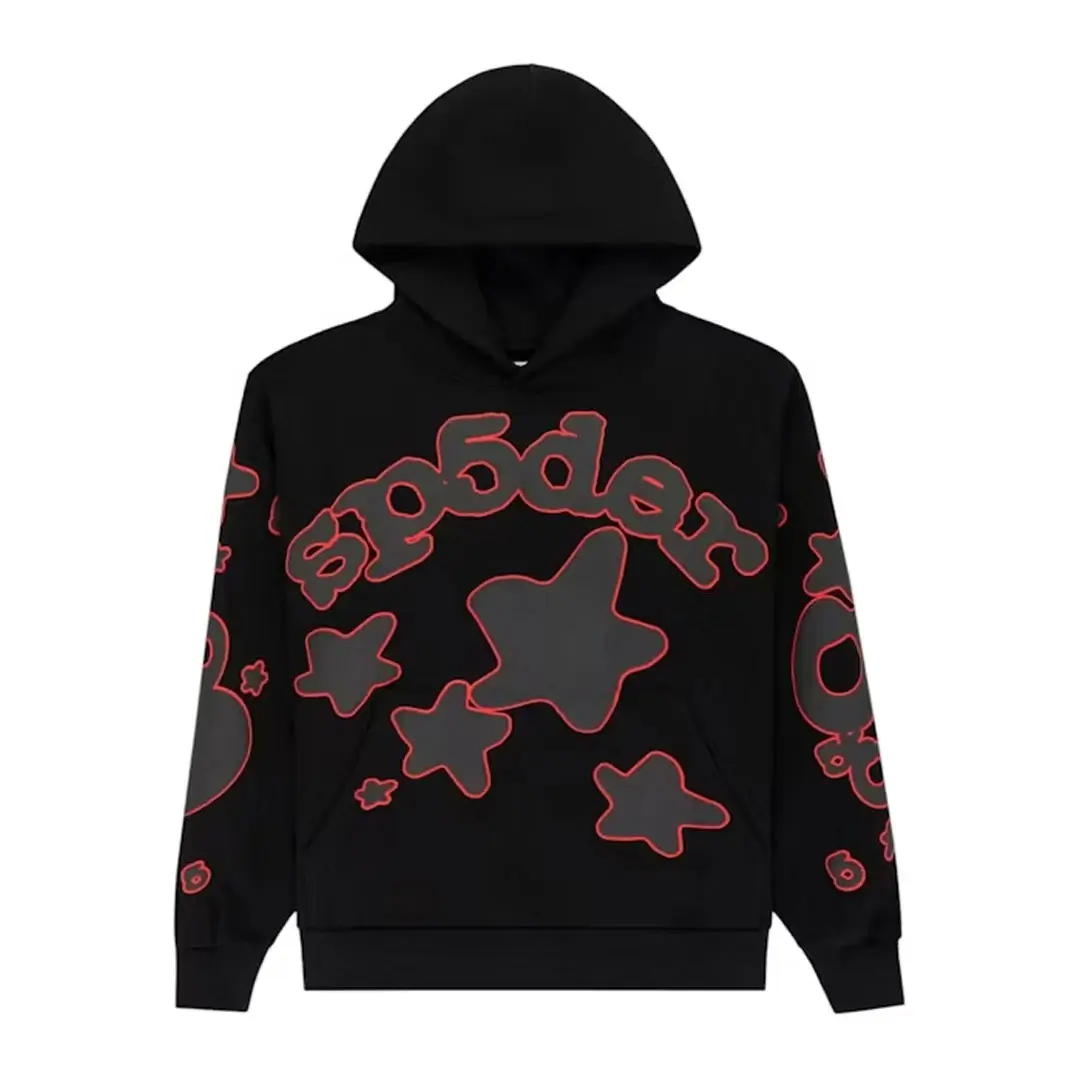Sp5der Beluga Outline Hoodie Black Front Sp5der Beluga Outline Hoodie Black Front