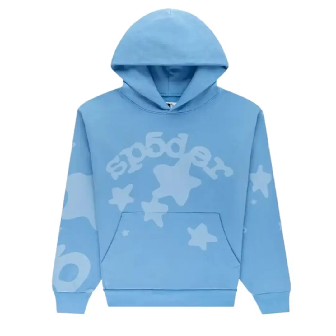 Sp5der Beluga V2 Hoodie Dusty Blue Front Sp5der Beluga V2 Hoodie Dusty Blue Front