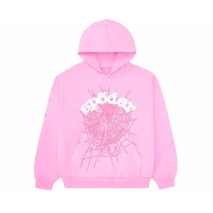 Sp5der OG Web Hoodie Pink Front