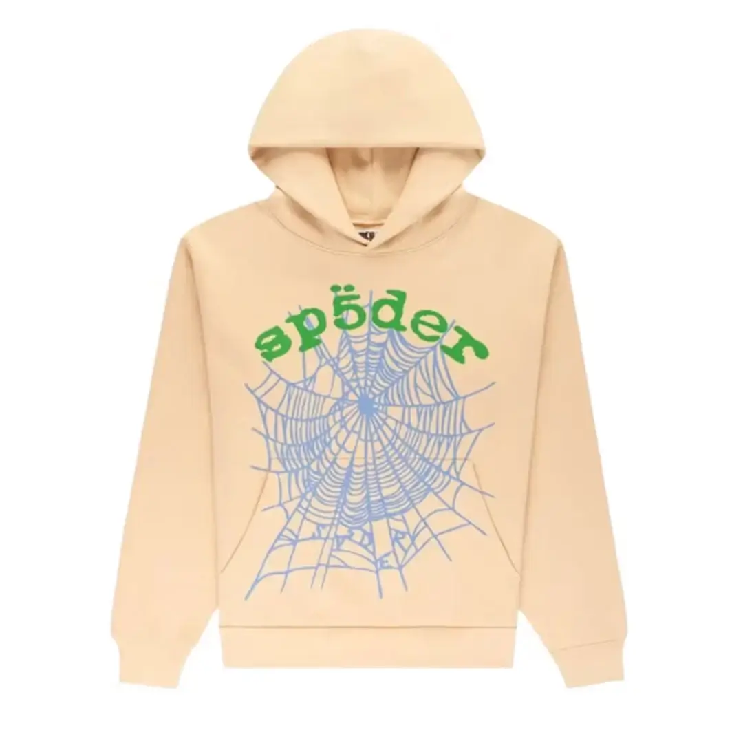Sp5der OG Web V2 Hoodie Cream Front Sp5der OG Web V2 Hoodie Cream Front