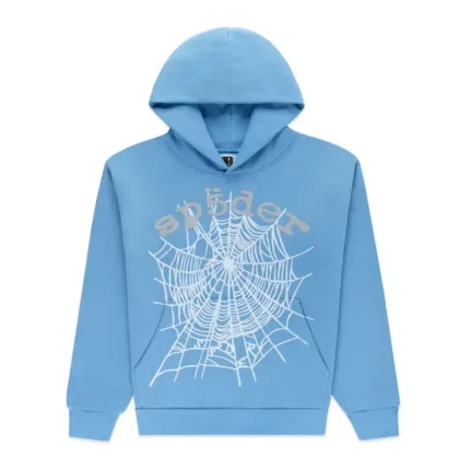 Sp5der OG Web V2 Hoodie Dusty Blue Front