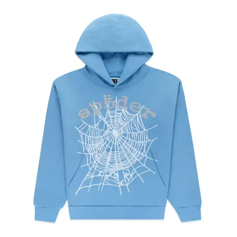 Sp5der OG Web V2 Hoodie Dusty Blue Front