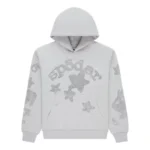 Sp5der Rhinestone Beluga Hoodie Heather Grey Front