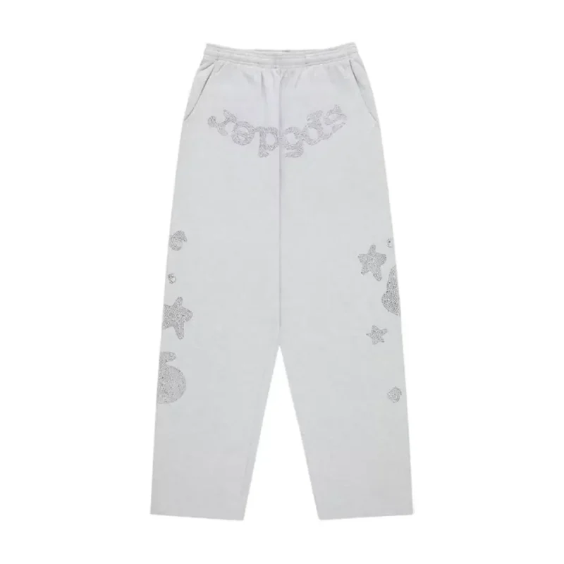 Sp5der Rhinestone Beluga V2 Wide Leg Sweatpant Front