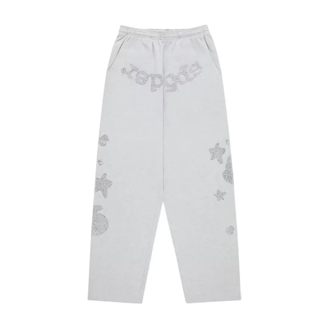 Sp5der Rhinestone Beluga V2 Wide Leg Sweatpant Front Sp5der Rhinestone Beluga V2 Wide Leg Sweatpant Front