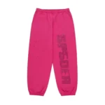 Sp5der Rhinestone Silk Sweatpant PinK Front