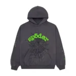 Sp5der Wait Web Hoodie Slate Grey Front