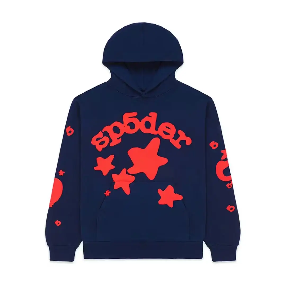 Sp5der Beluga Hoodie Navy Front Sp5der Beluga Hoodie Navy Front