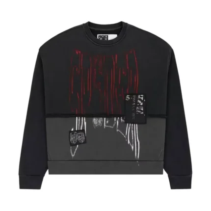 Sp5der Diffused Collegiate Crewneck Black Front