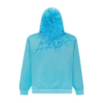 Sp5der Heavy Web Hoodie Cyan Back