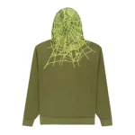 Sp5der Heavy Web Hoodie Olive Back