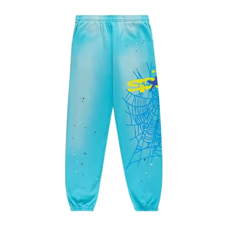 Sp5der Heavy Web Sweatpant Cyan Back