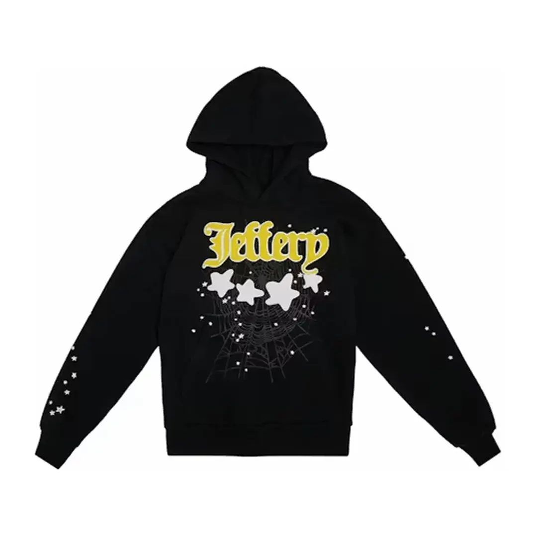 Sp5der Jeffery Hoodie Black Front Sp5der Jeffery Hoodie Black Front