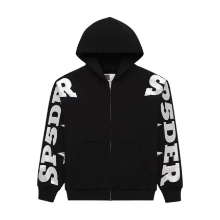 Sp5der MX555 Zip Hoodie Black Front