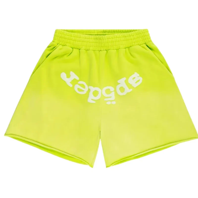 Sp5der OG Web V2 Sweatshort Acid Green Front