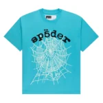 Sp5der OG Web V2 Tee Cyan Front
