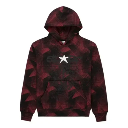 Sp5der Plaid Splatt Hoodie Black Front
