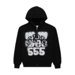 Sp5der SP555 Zip Hoodie Black Front