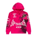 Sp5der Stencil Hoodie Pink Front