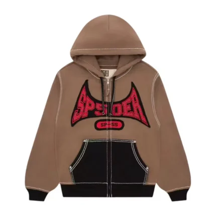 Sp5der T&F Zip Hoodie Brown Front