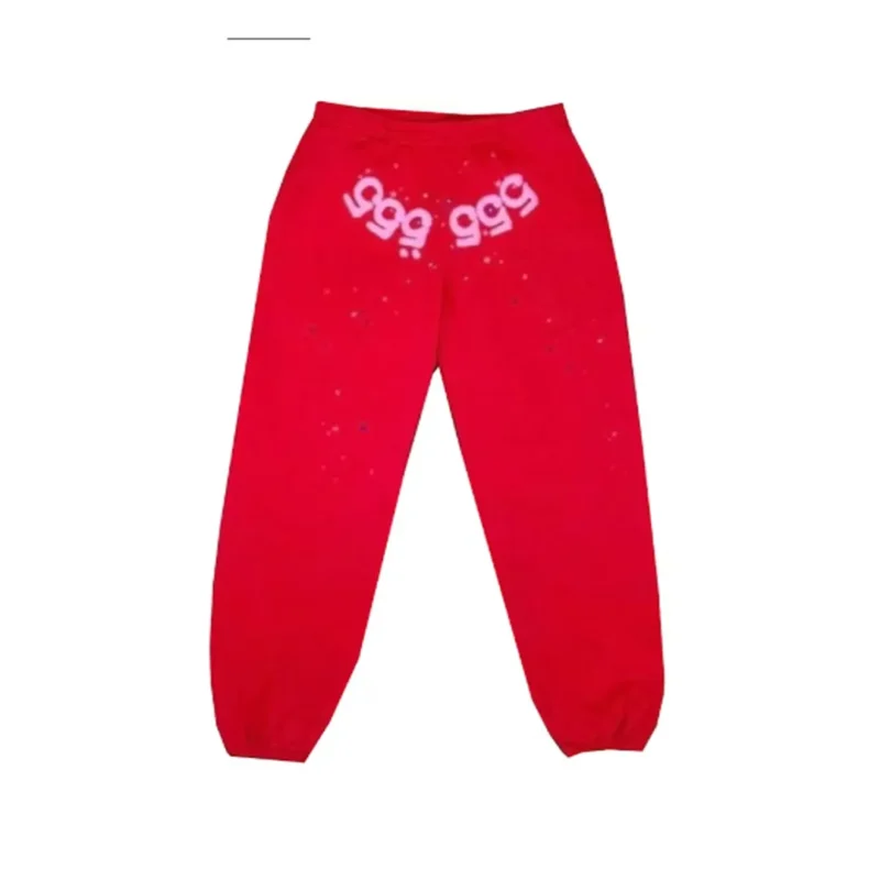 Sp5der Worldwide Red Angel Number 555 Sweatpants Red Front