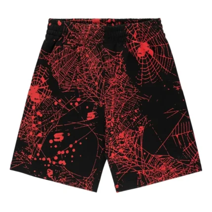 Sp5der AOP Web V2 Zip Up Sweatshort Black Front