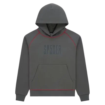 Sp5der Archive Contrast Hoodie Slate Grey Front