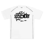 Sp5der Contrast Stitch Slub Tee White Front