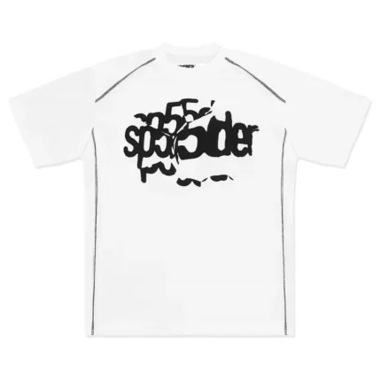 Sp5der Contrast Stitch Slub Tee White Front