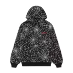 Sp5der Embroidered AOP Hoodie Black Front