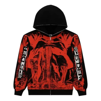 Sp5der JP5 Moto Hoodie Black Front