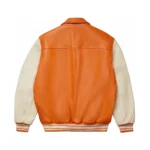 Sp5der Leather Varsity Jacket Orange Back