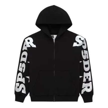Sp5der MX555 Zip Hoodie Black Front