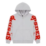 Sp5der MX555 Zip Hoodie Heather Grey Front