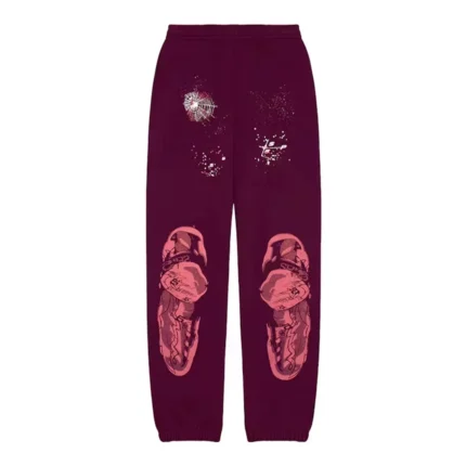 Sp5der Nocturnal Highway Sweatpant Burgundy Front