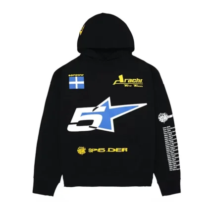 Sp5der Pit Crew Oversized Hoodie Black Back