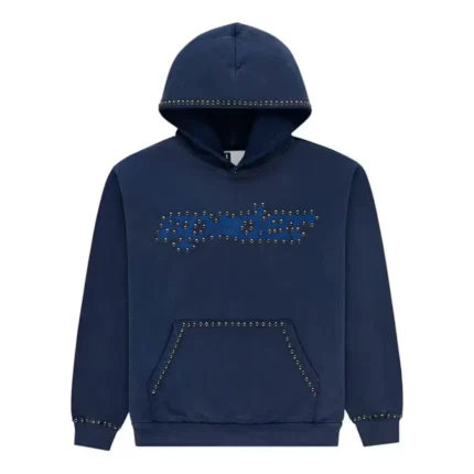 Sp5der Punk V3 Studded Hoodie Blue Front