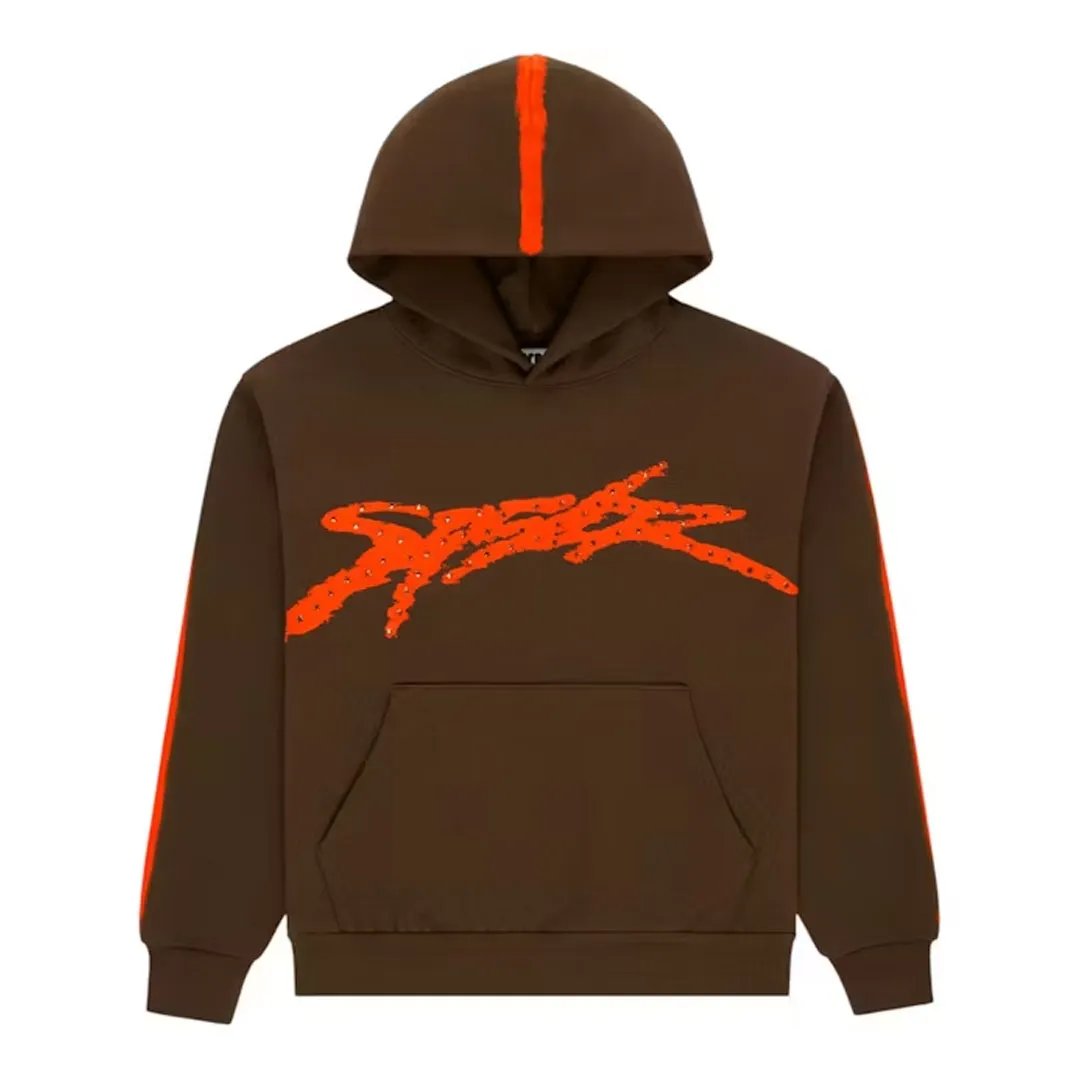 Sp5der Screaming Eagle Hoodie Brown Front Sp5der Screaming Eagle Hoodie Brown Front