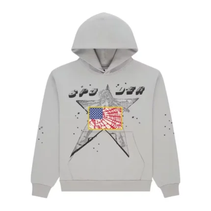 Sp5der Star Girl Hoodie Grey Front