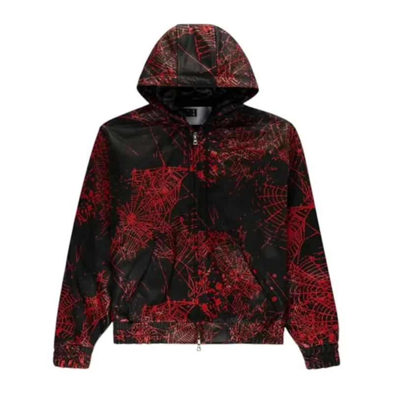 Sp5der V2 Web Leather Jacket Black Front