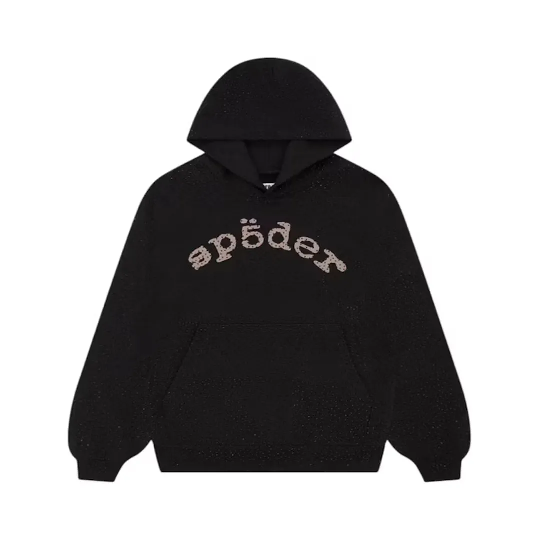 Sp5der VVS Hoodie Black Front Sp5der VVS Hoodie Black Front